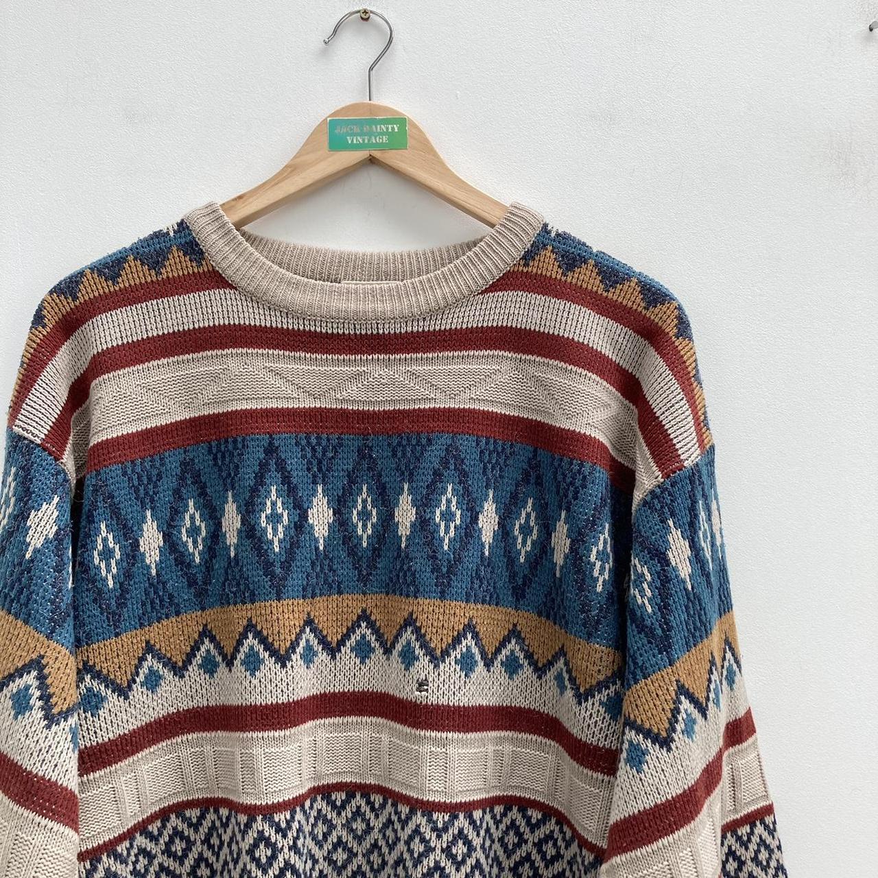 Vintage grunge patterned knitted jumper The price... - Depop