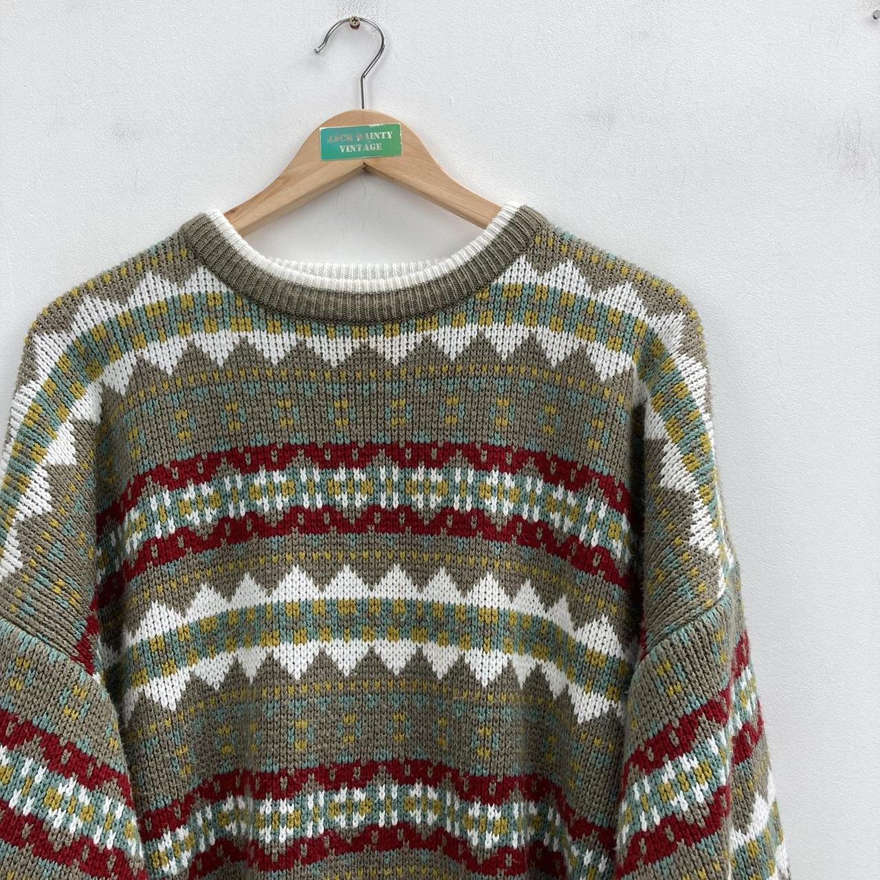 Vintage grunge patterned knitted jumper No offers... - Depop