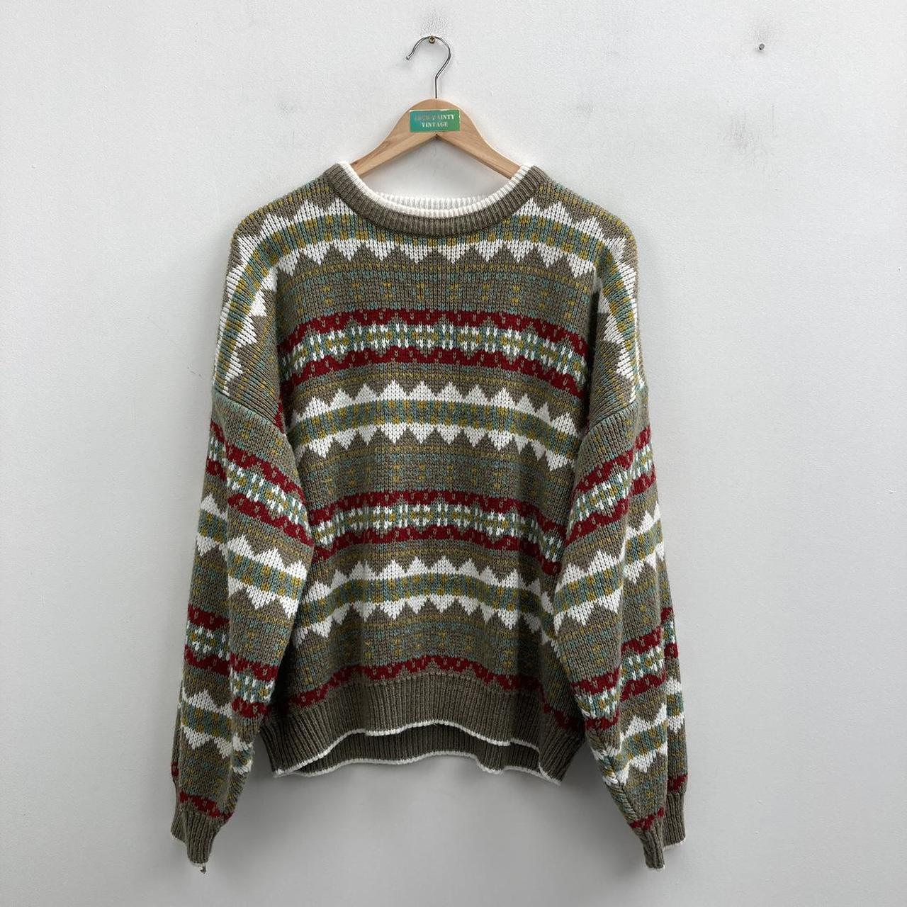 Vintage grunge patterned knitted jumper No offers... - Depop