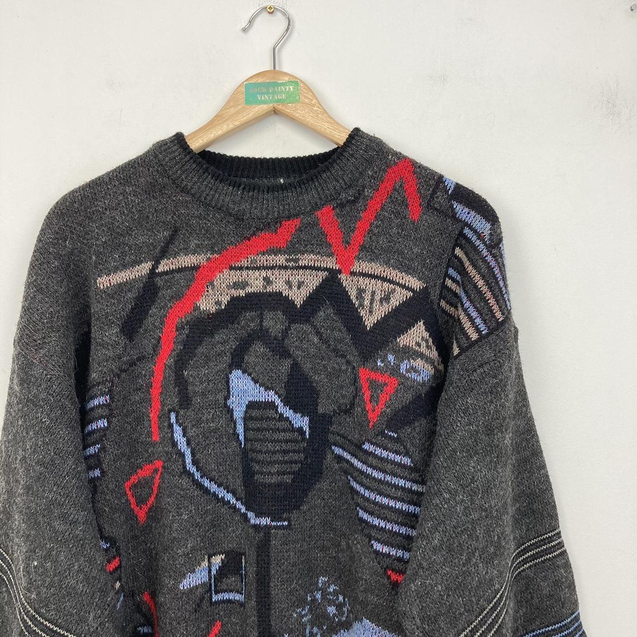 Vintage graphic patterned knitted jumper No offers... - Depop