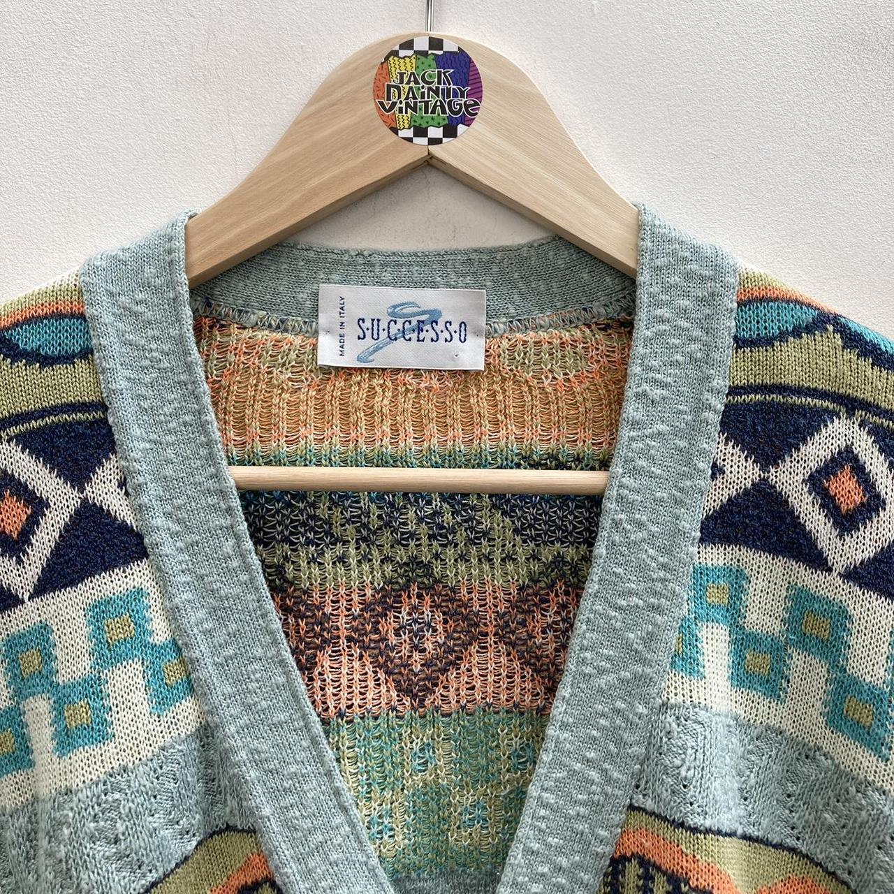 90s Vintage Abstract Beaded Knit Sweater / Black Geometric