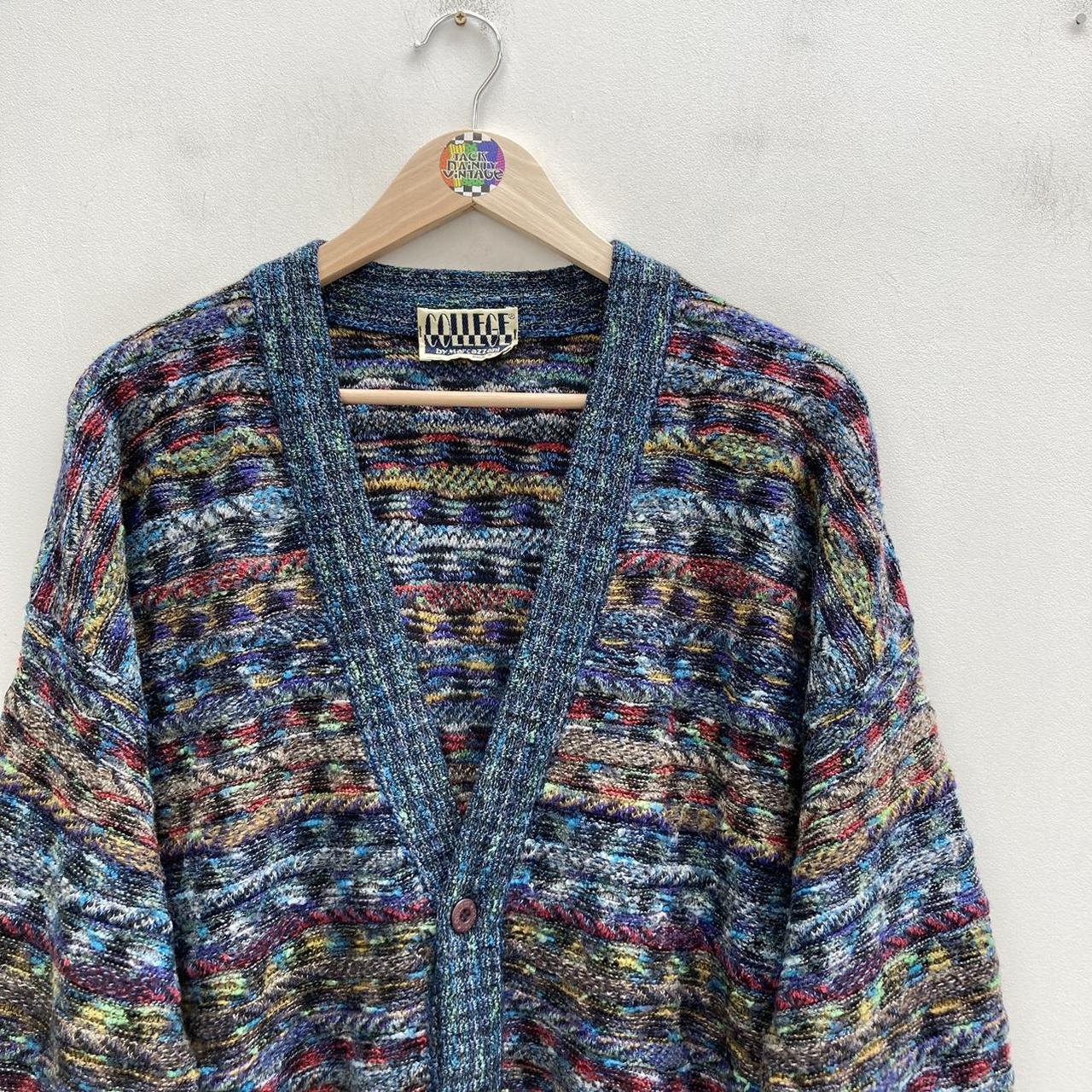 Vintage grunge multicoloured patterned knit cardigan | Depop