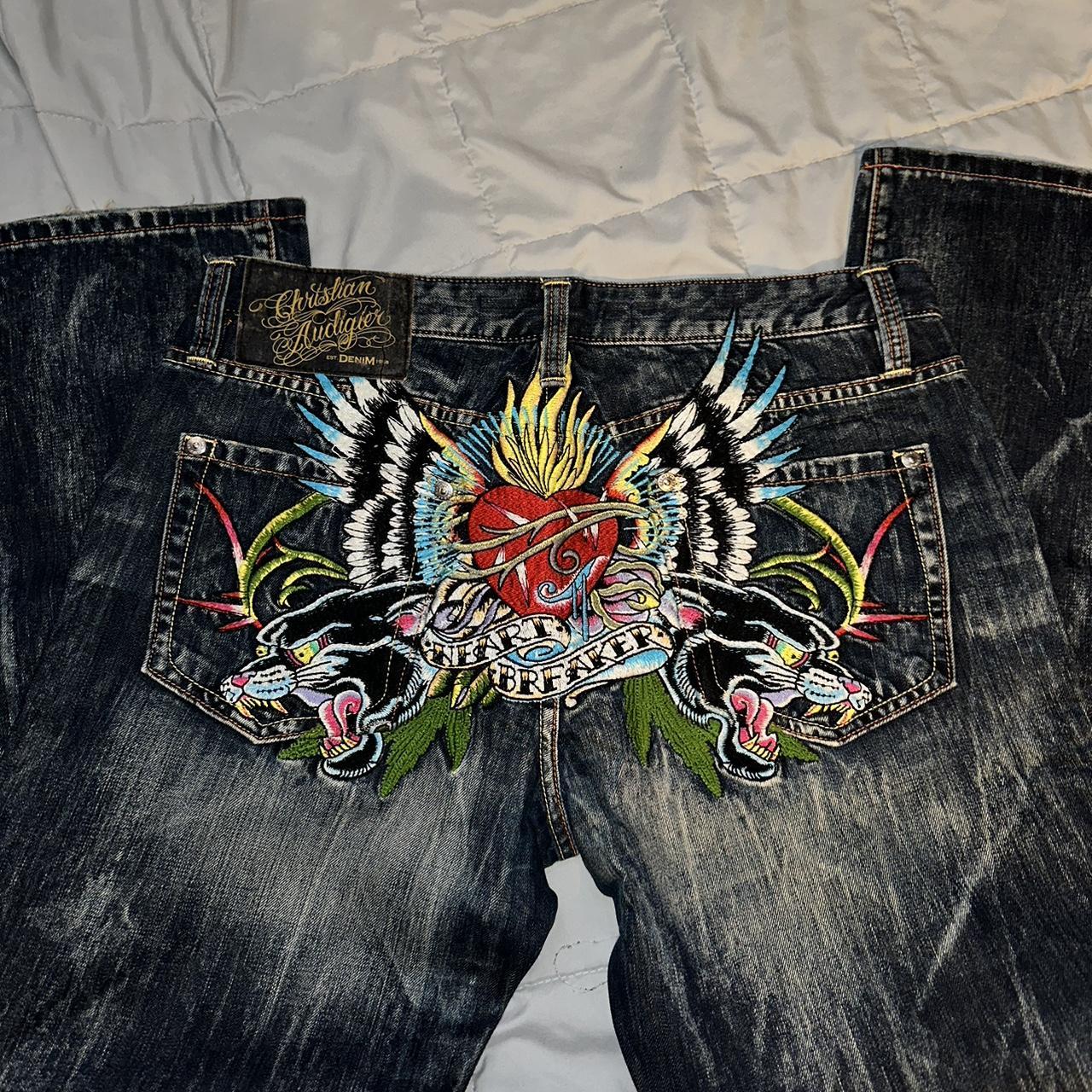 Christian Audigier Jeans Rare Ed Hardy Y2K jeans | Depop