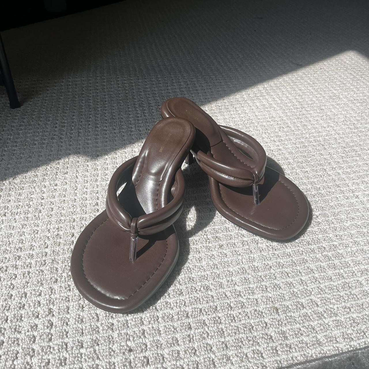 Pretty Little Thing chocolate brown kitten heels,... Depop