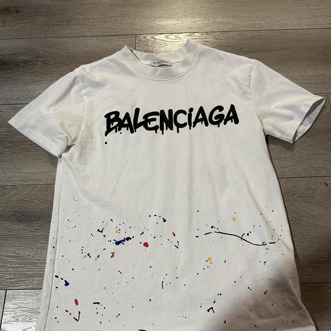 【BALENCIAGA】Vintage Paint Splatter Medium Fit T-Shirt Balenciaga Vintage Paint Splatter Medium Fit T-Shirt Sup Fad