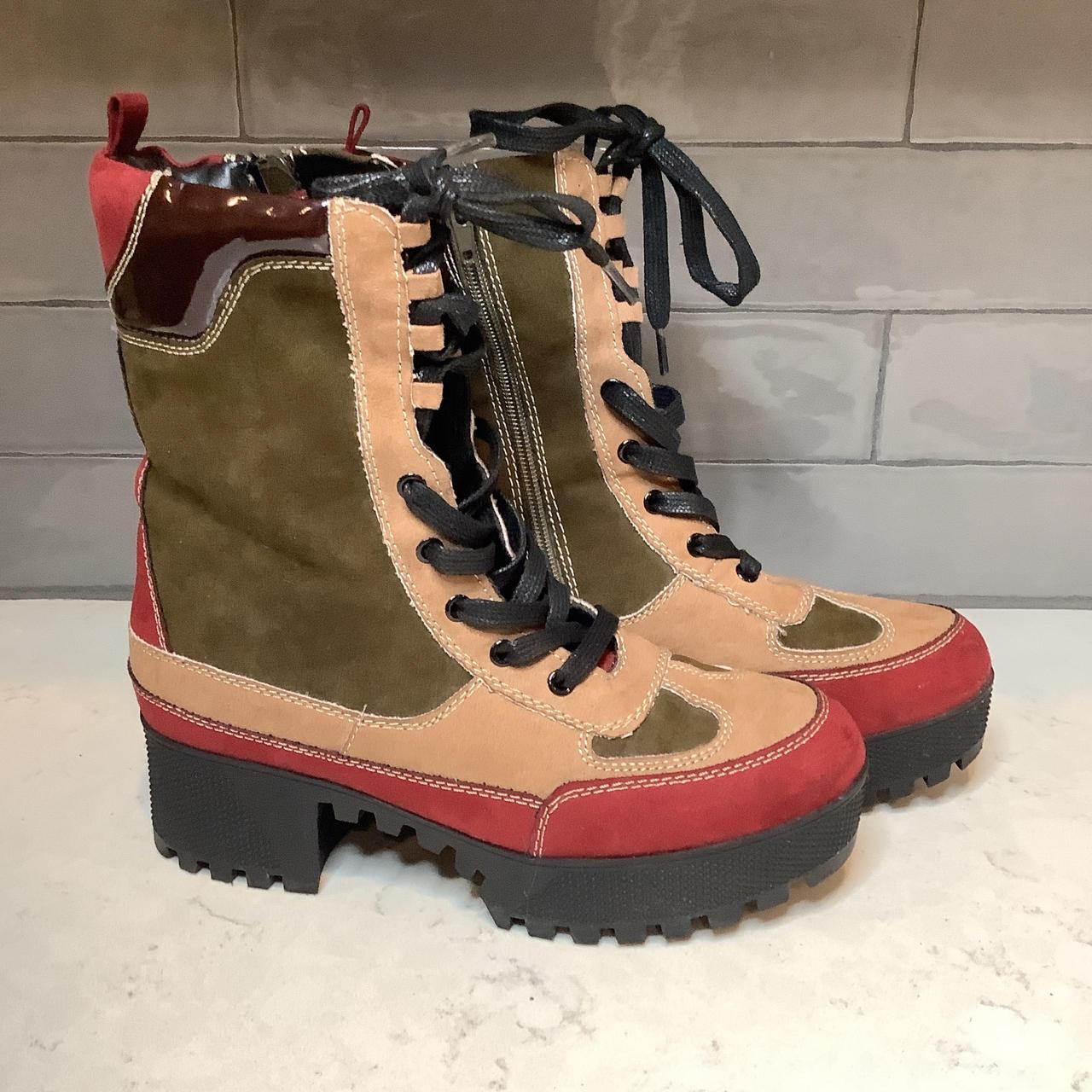 Color block combat boots best sale