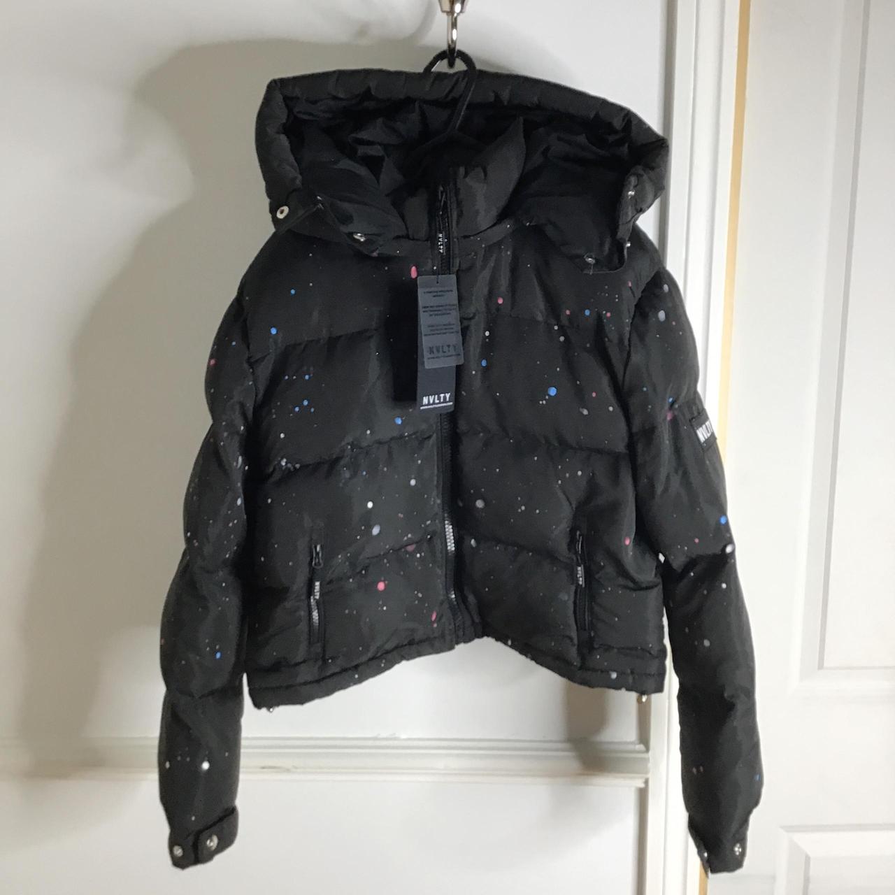 Small womens NVLTY PAINT PUFFER JACKET Depop
