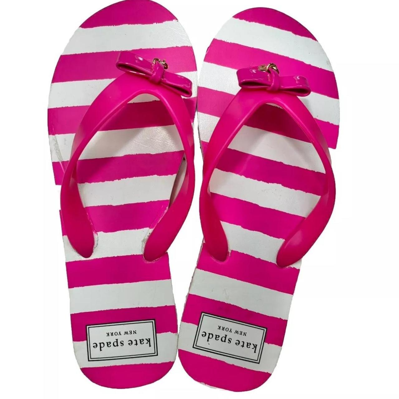 KATE SPADE Nassau Pink White Striped Flip Flop