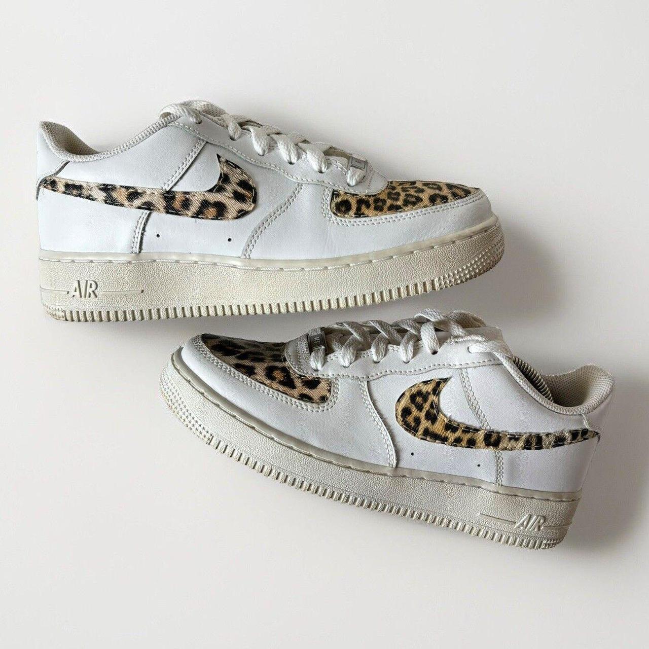 Nike Cheetah Air Force 1 Youth 6.5 Sneakers White. Depop