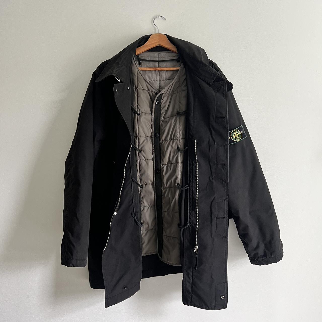 Stone Island Raso Gommato Trench Coat. In Black. | Depop