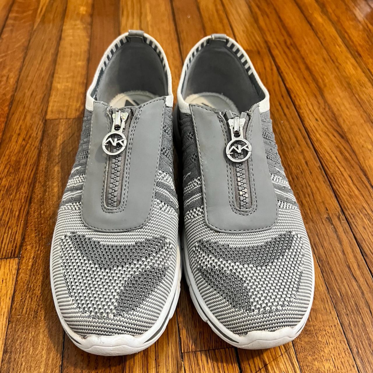 Size 9 Anne Klein Sport Zipper Sneakers. Gray and