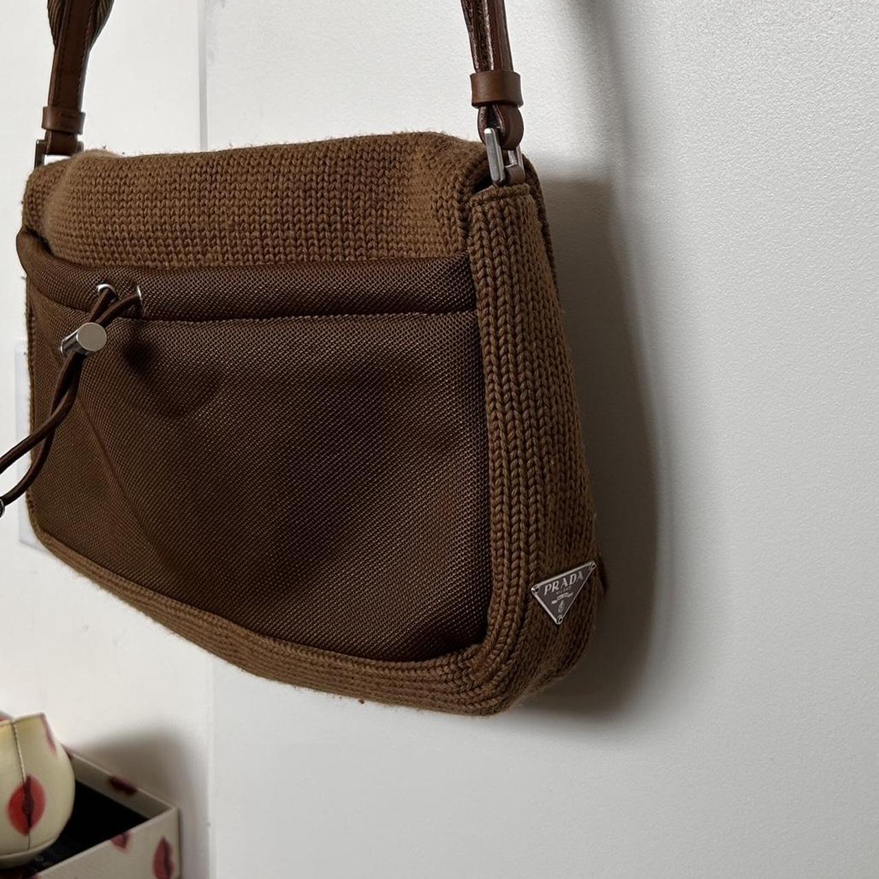 Vintage brown knitted Prada sporty crossbody bag In Depop