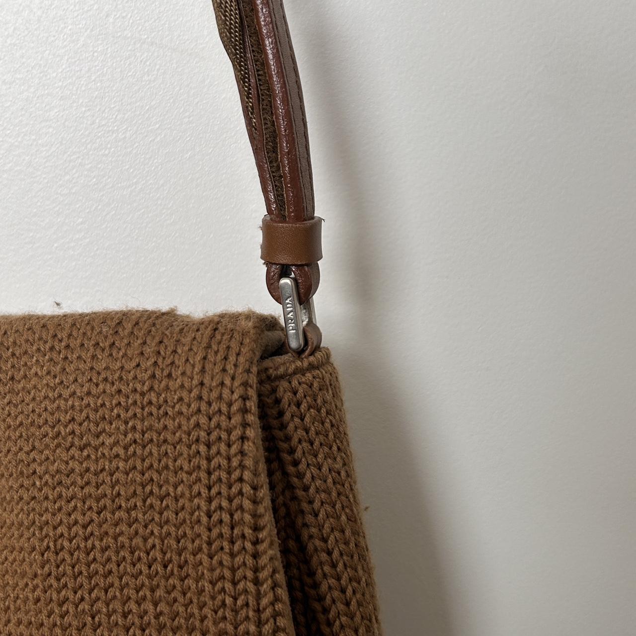 Vintage brown knitted Prada sporty crossbody bag In Depop