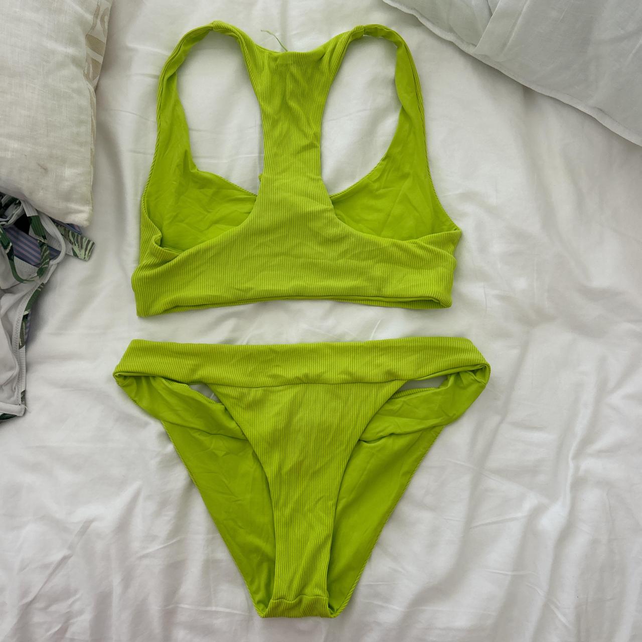 L Space lime green bikini set size large but fits a... - Depop