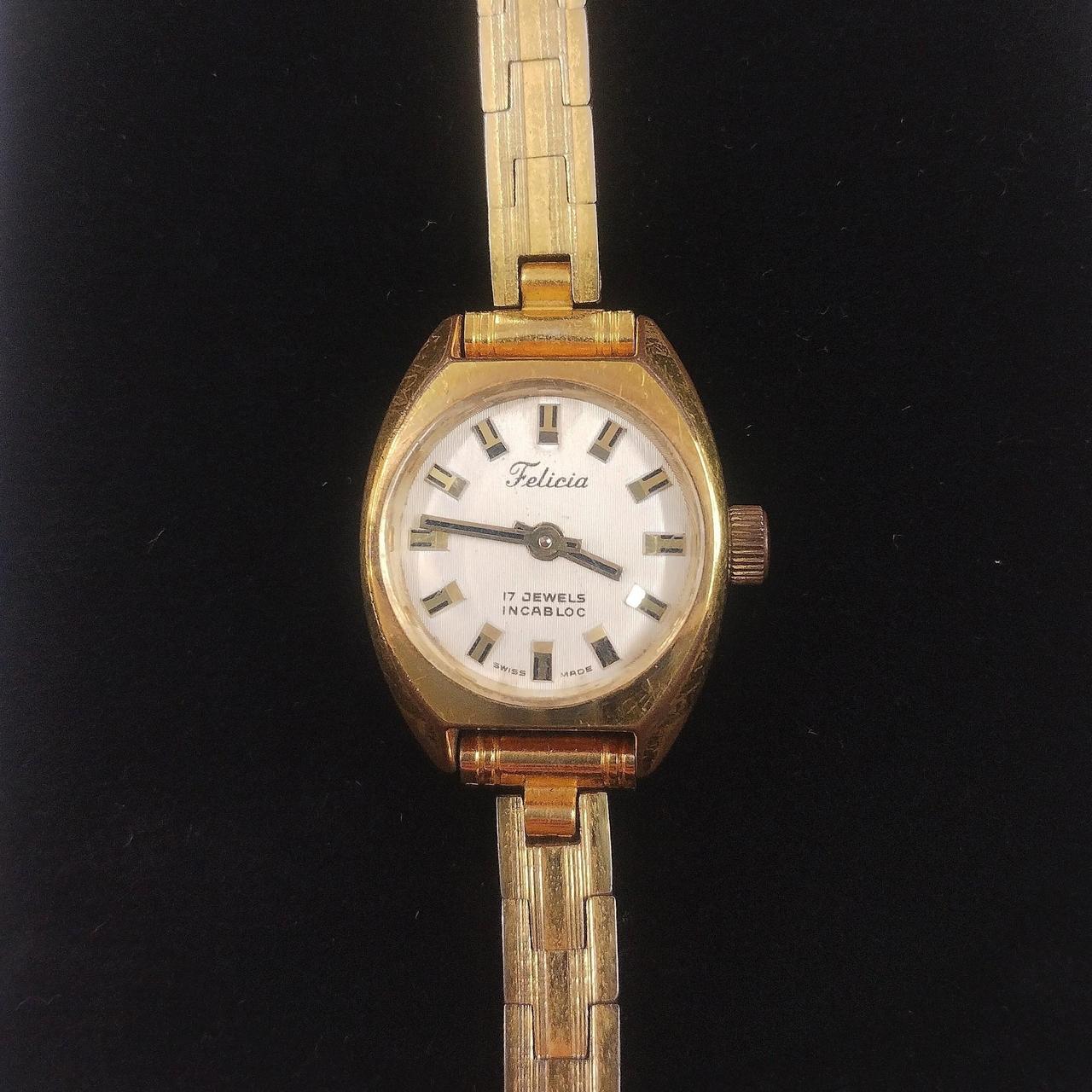 Felicia Gold look Watch 17 jewels incabloc. Swiss. Depop