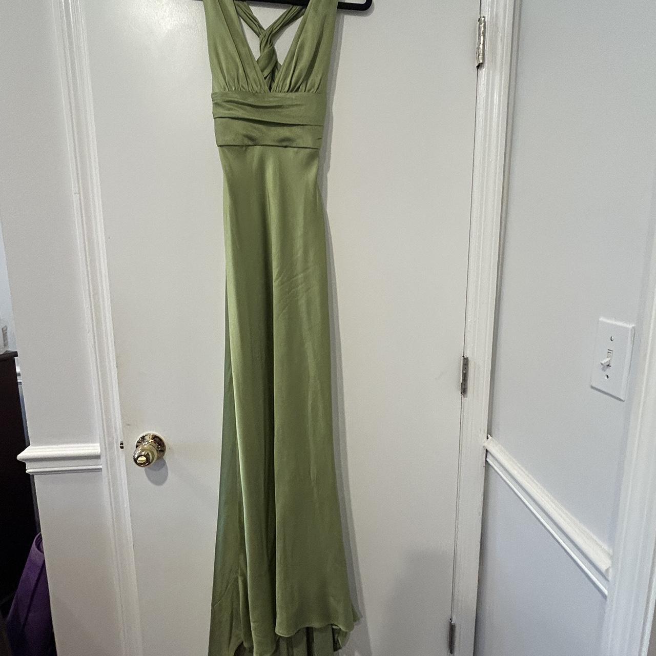 Long silk dress, lime green, size 0, Nicole Miller... - Depop