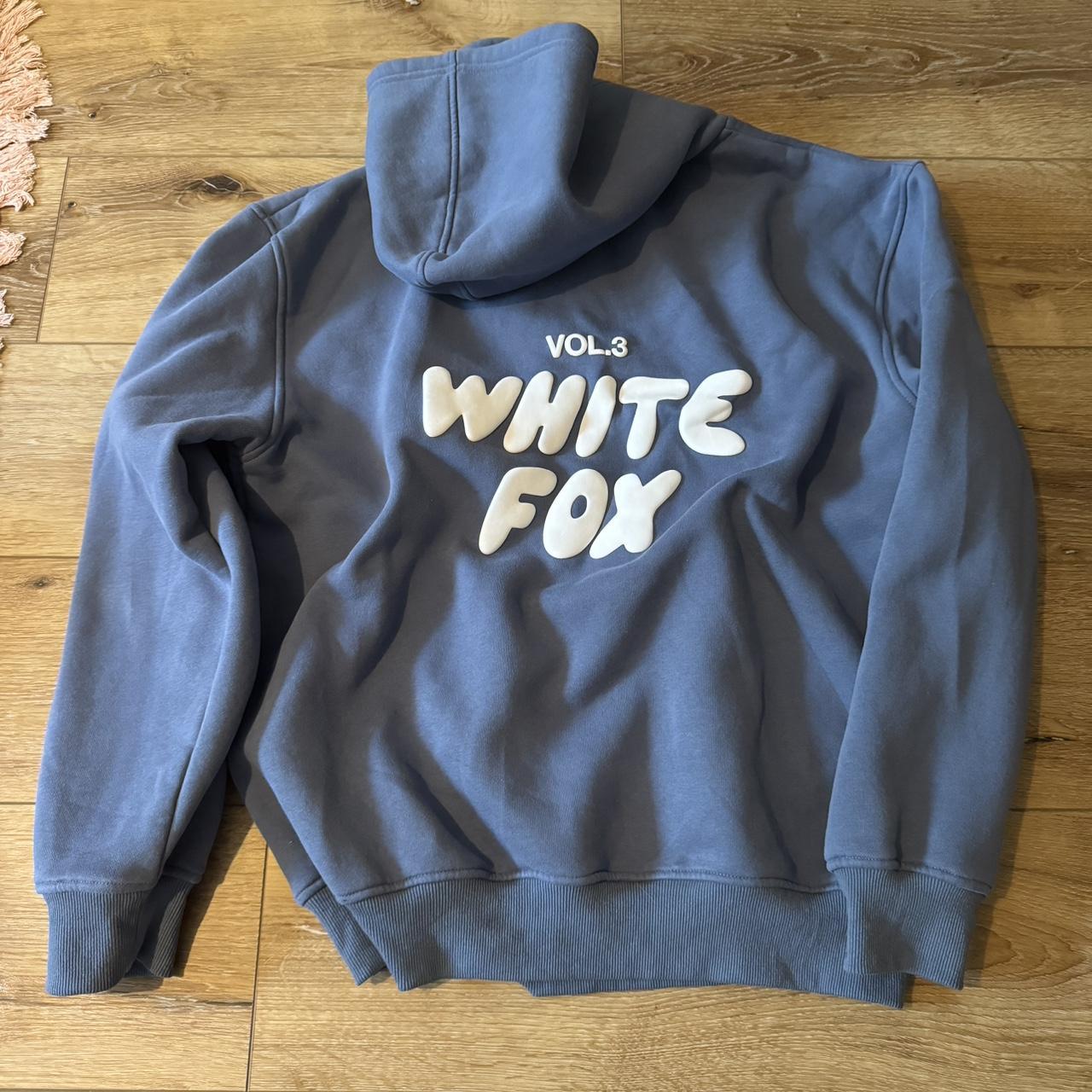 blue WHITE FOX hoodie! size S/M no flaws, barely... Depop