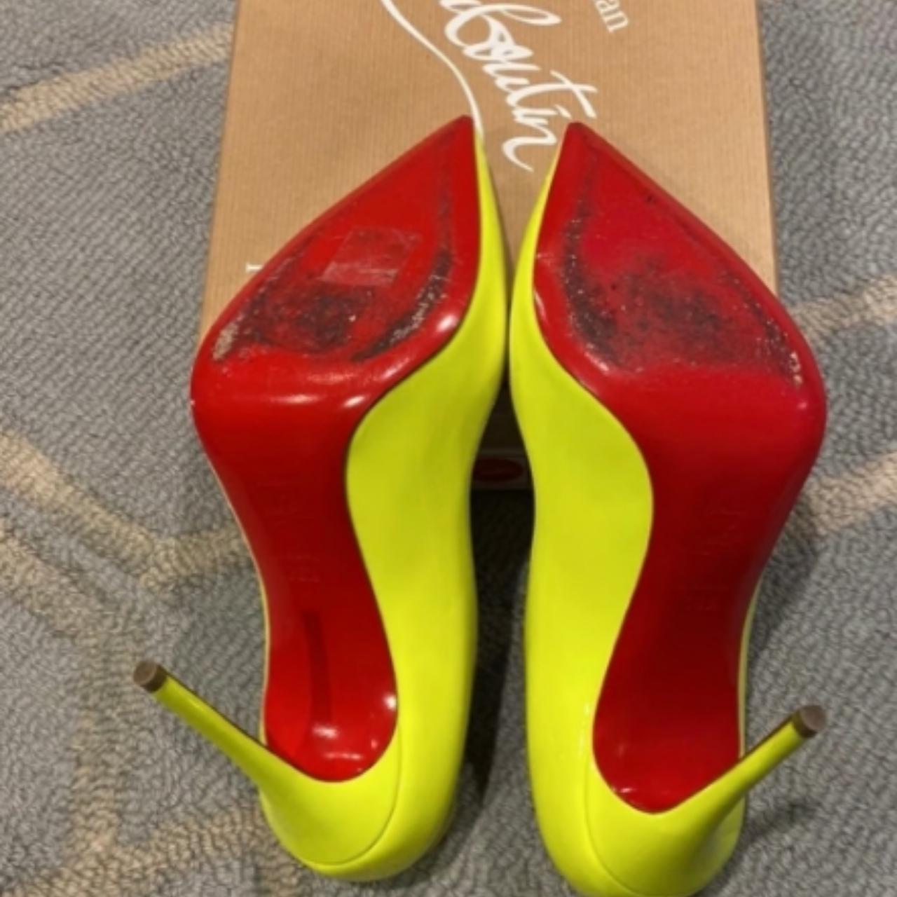 Neon Yellow Red Bottoms Authentic Christian Louboutin Pigalle