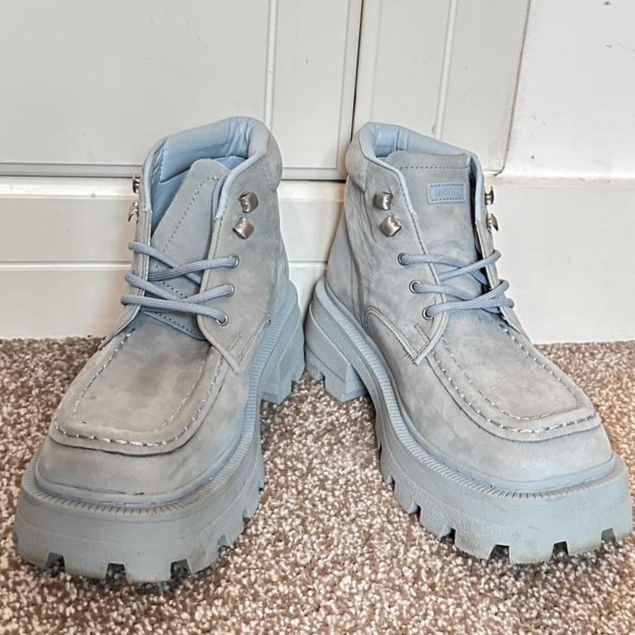 Etyts Suede Tribeca Boots, Sky Blue, uk 5 chunky... - Depop