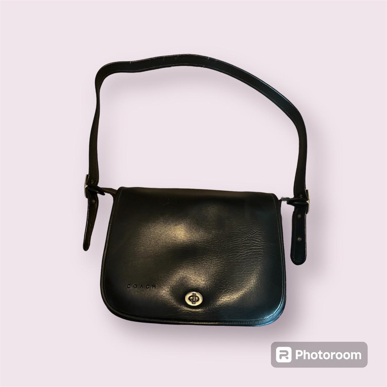 black leather shoulder coach bag. | Depop