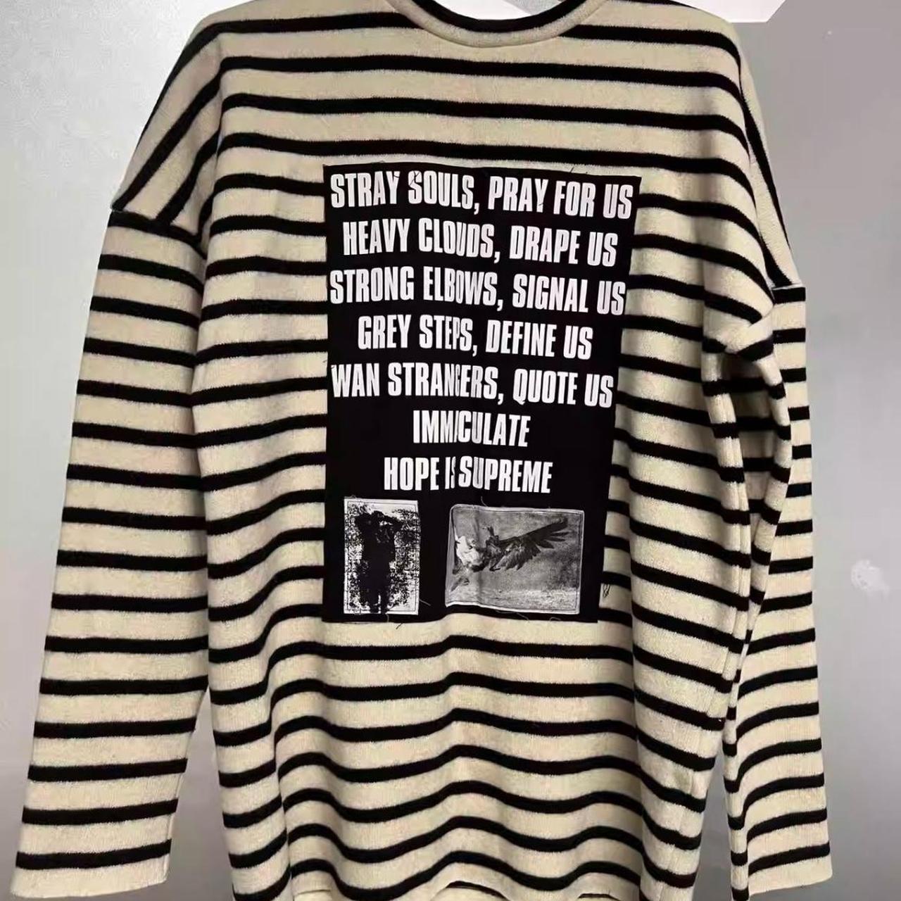 Raf Simons Redux Stray Souls Striped Wool Sweater... - Depop