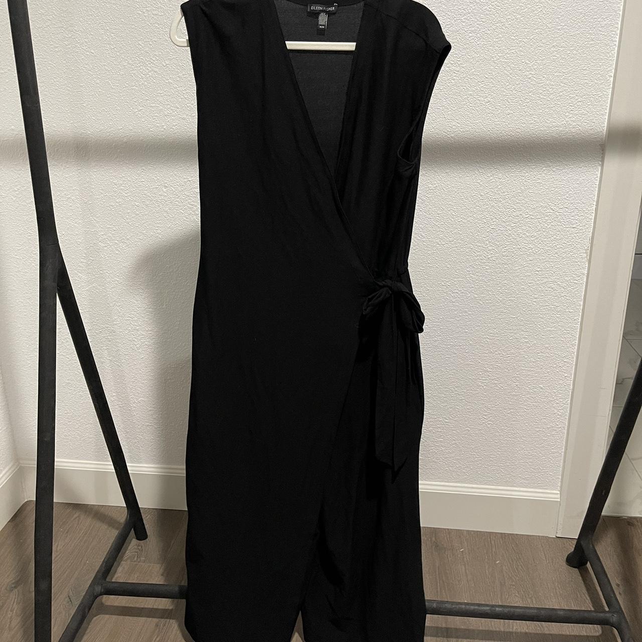 EILEEN FISHER Black Crepe Wrap Tie Crop Wide Leg. Depop