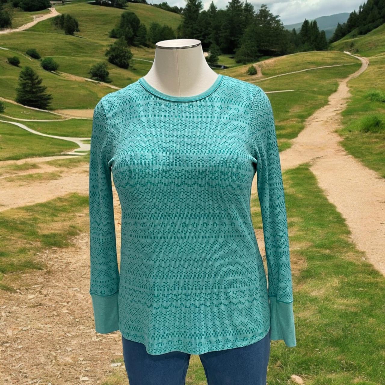 Columbia Womens Long Sleeve Knit Top XL Teal Casual. Depop