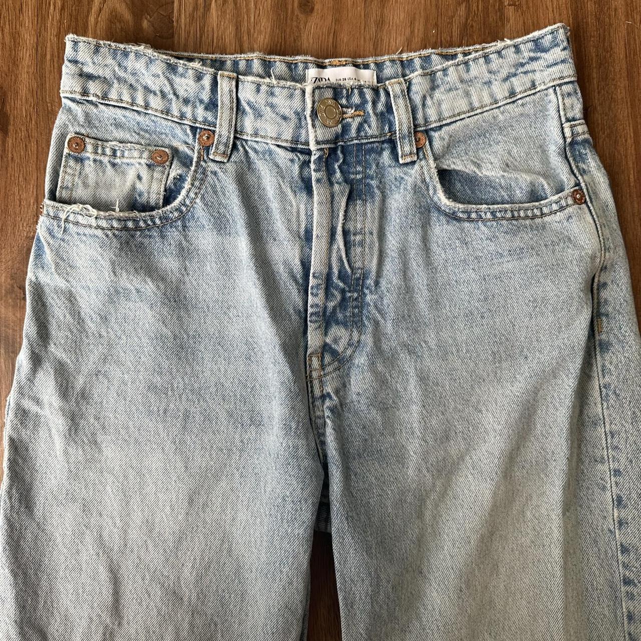 zara denim straight leg jeans in great condition!... - Depop