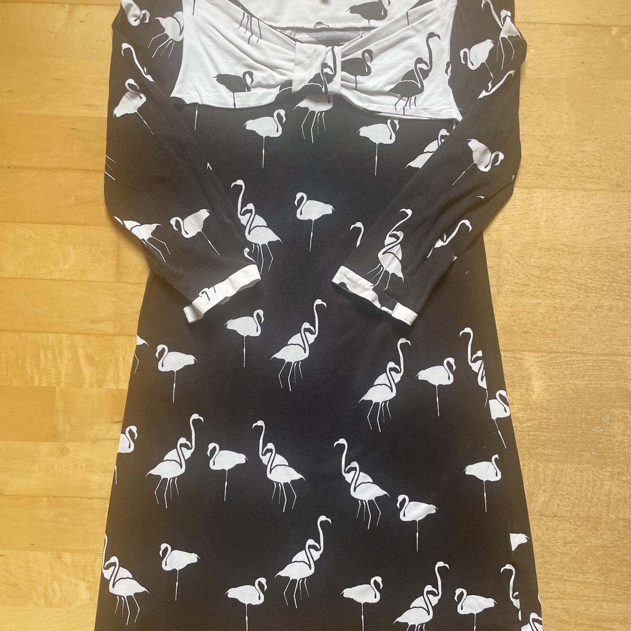 Next black and white flamingo dress Depop