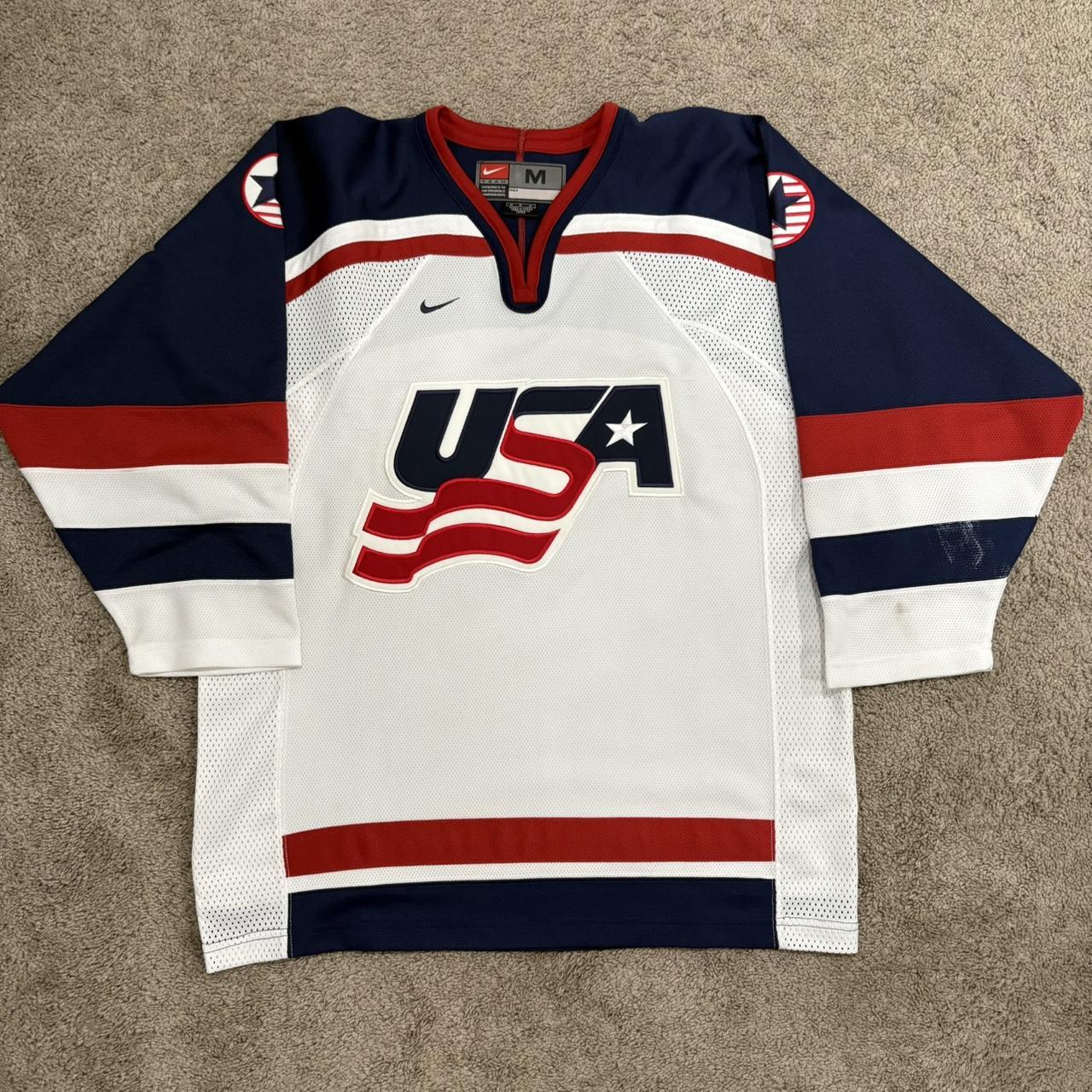 Nike Men's Top - White/Multi - M – 2002 Team Nike USA Hockey Jersey **Measurements …
