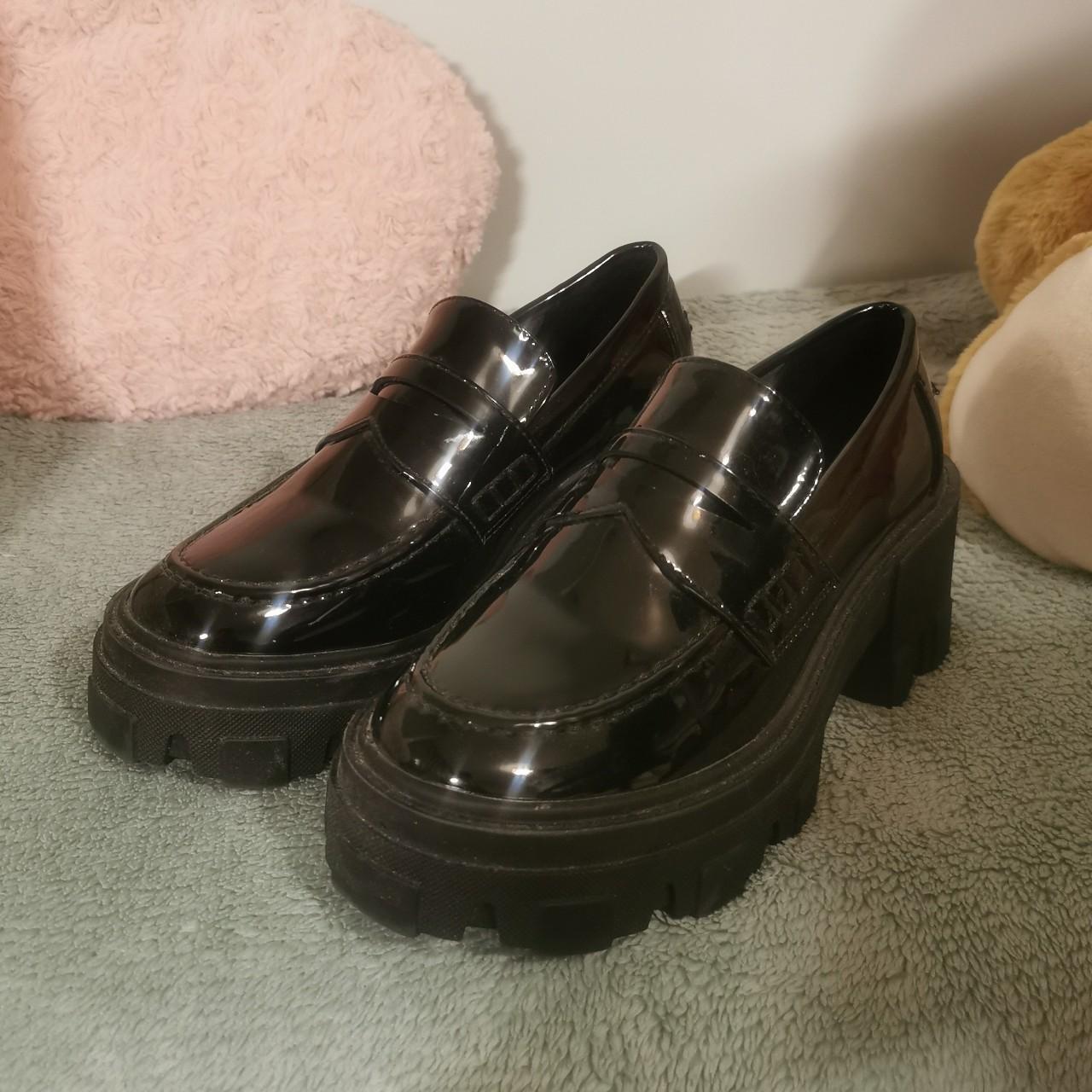 Black patent platform loafers. From ASOS. Size 5,... Depop