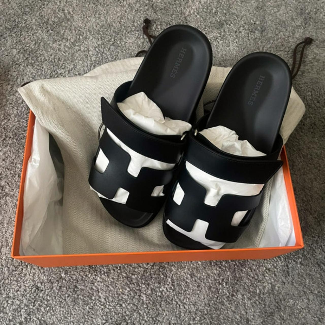 Hermès Chypre Sandals Black New in box Any... - Depop