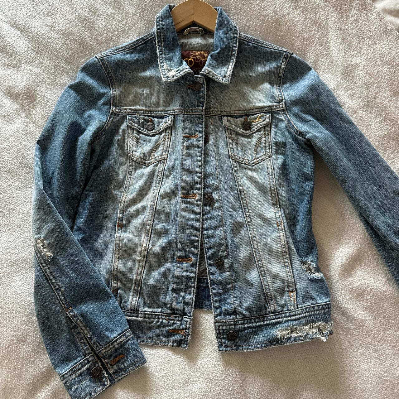 Hollister distressed denim jacket Purchased around... - Depop