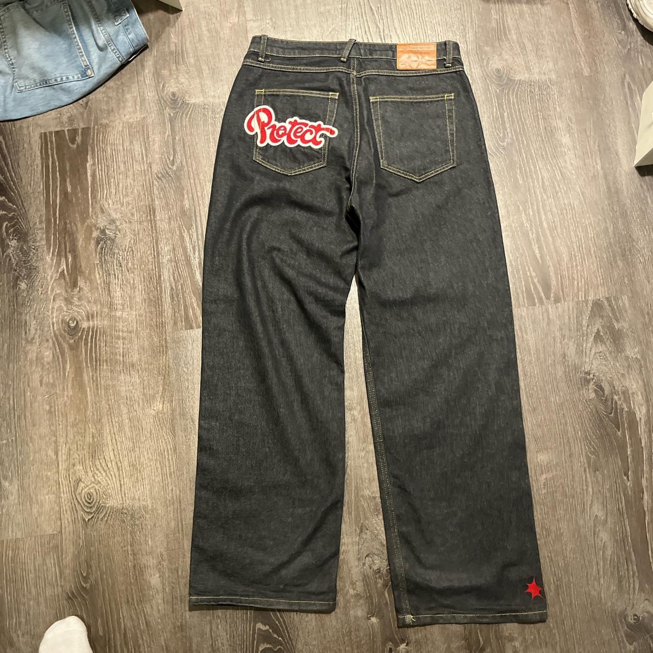 protect ldn red spike denim jeans condition 9/10... Depop