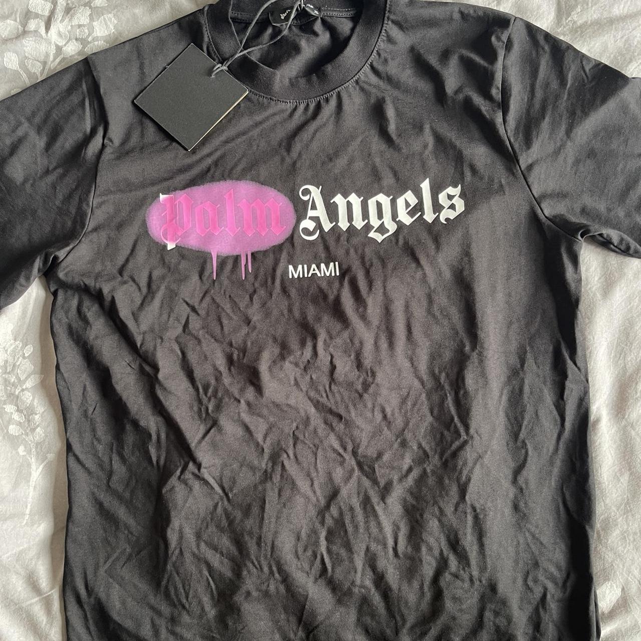 Black and pink palm angels t shirt, other sizes... - Depop