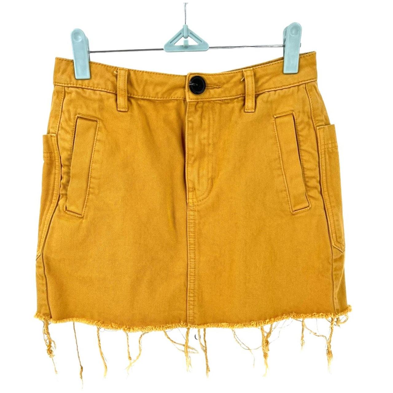 Cheap Denim Yellow Distressed Denim Skirt Zara Yellow Denim Skirt