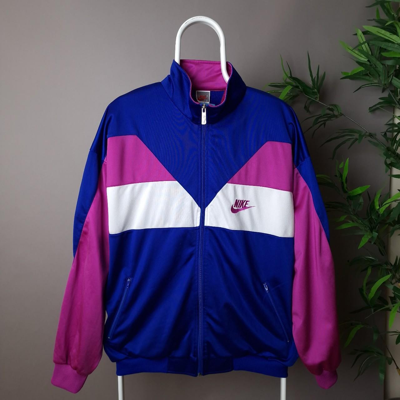 Vintage Nike track jacket in blue purple and white.... - Depop