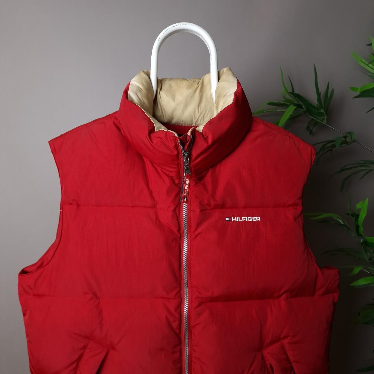 Vintage Tommy Hilfiger puffer gilet in red Tag size... - Depop