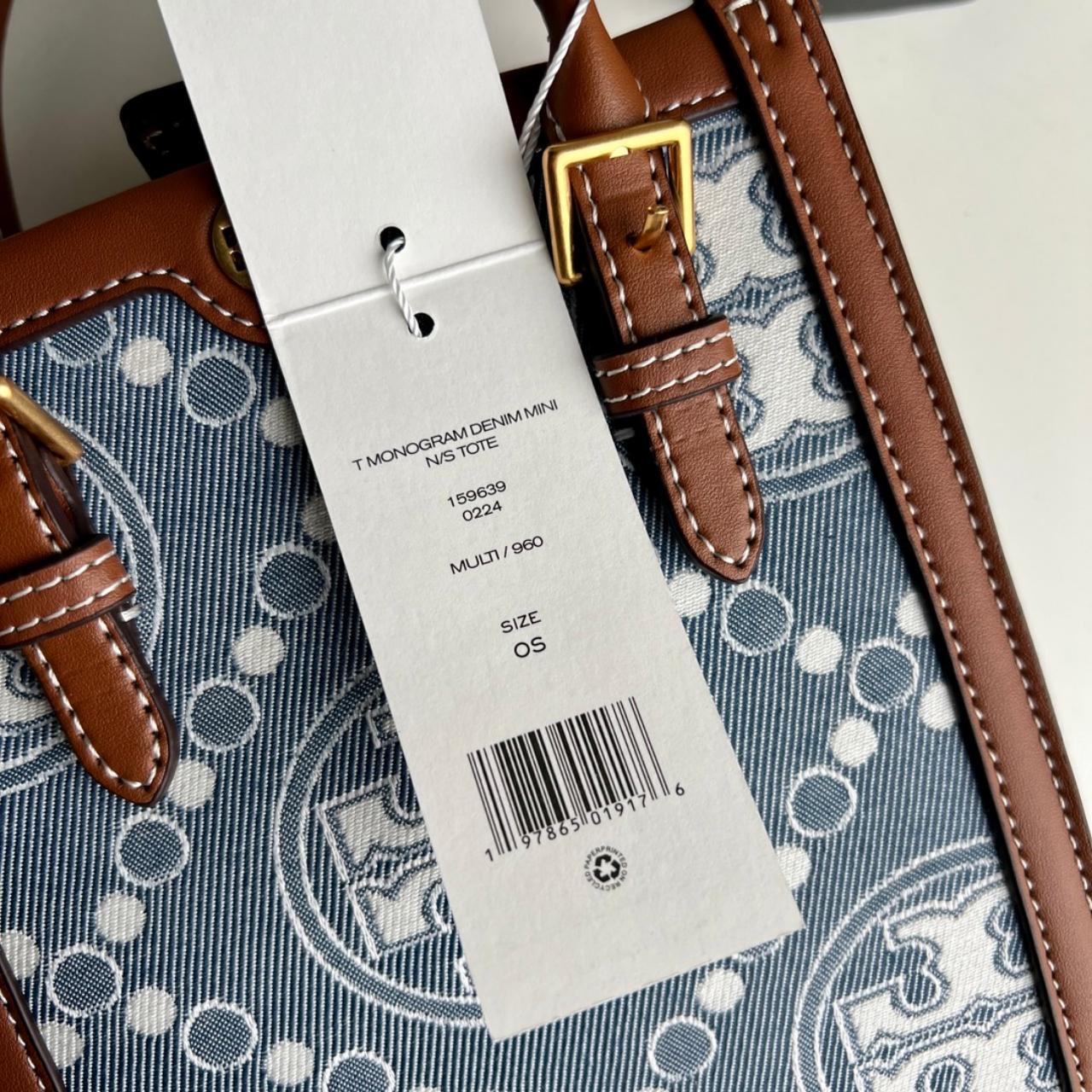 TORY BURCH T MONOGRAM DENIM MINI N/S TOTE Height: | Depop