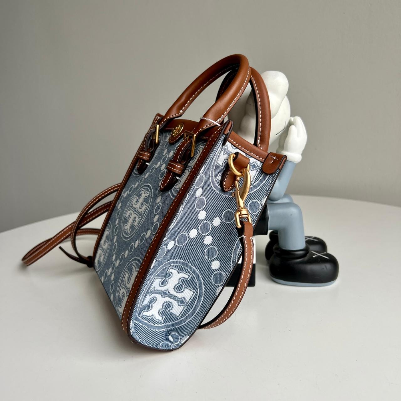 TORY BURCH T MONOGRAM DENIM MINI N/S TOTE Height: | Depop