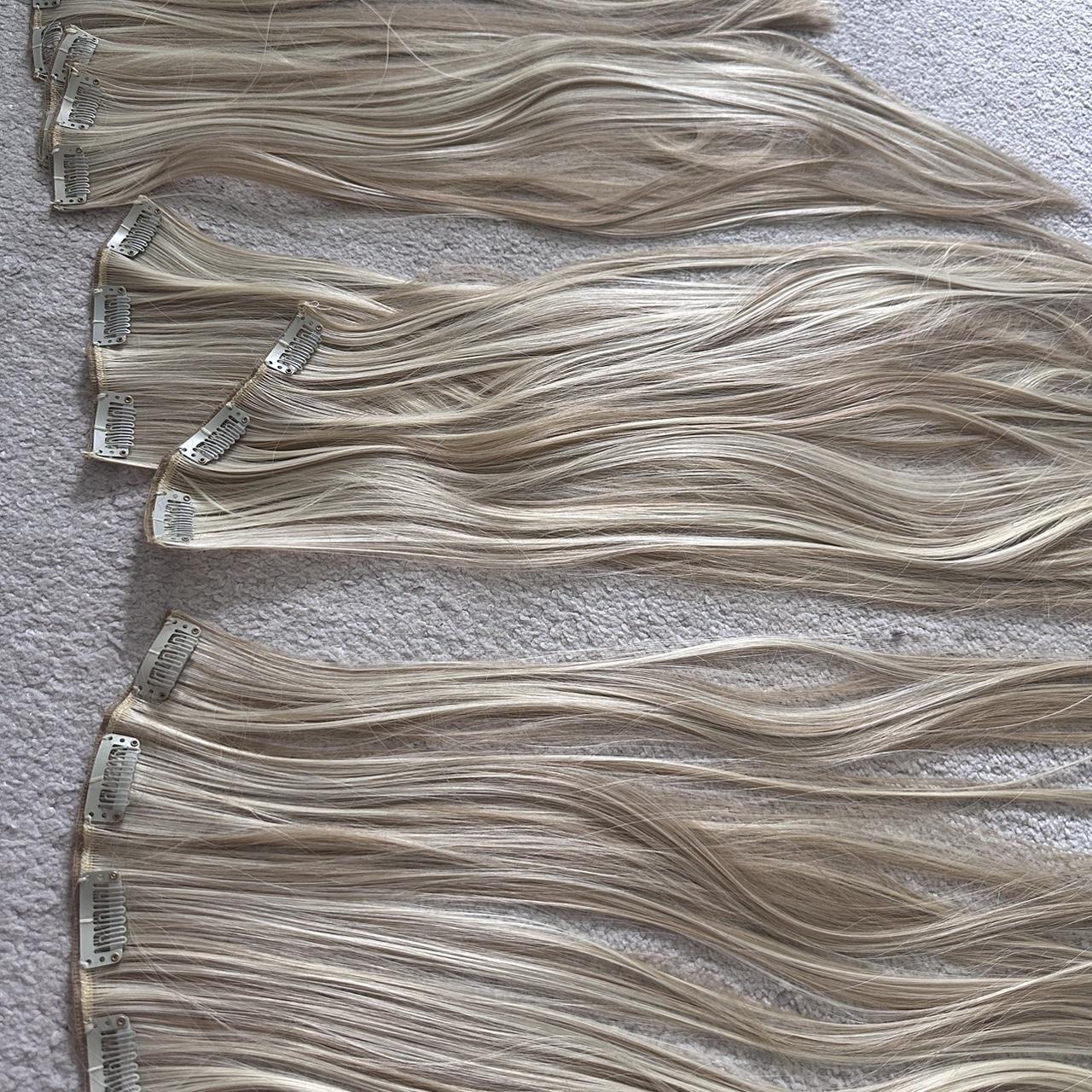 thick blonde hair clip in extensions 1 x 4 weft 2 x... - Depop