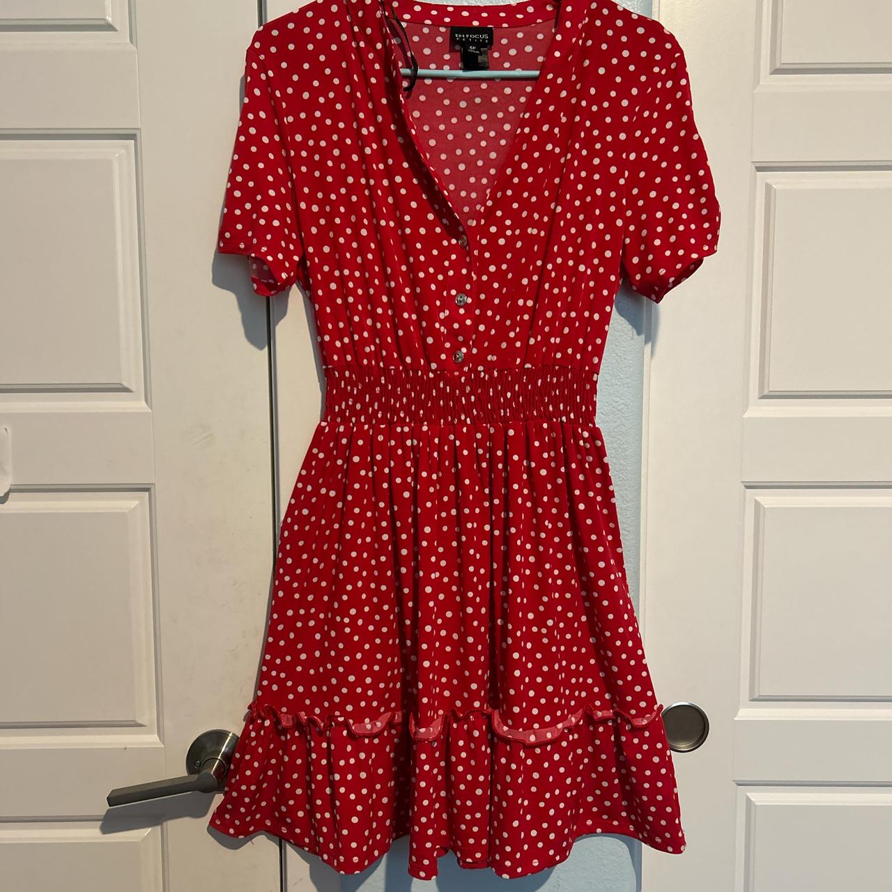 En Focus Petite Red Polka Dot Dress Never worn,
