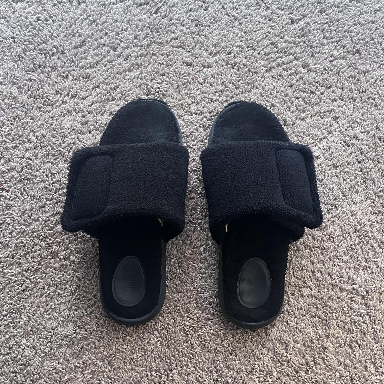 Black terry cloth slides goodfellow slides message... - Depop