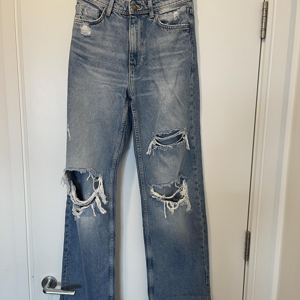 Zara ripped straight leg jeans in a size 36. Worn a... - Depop