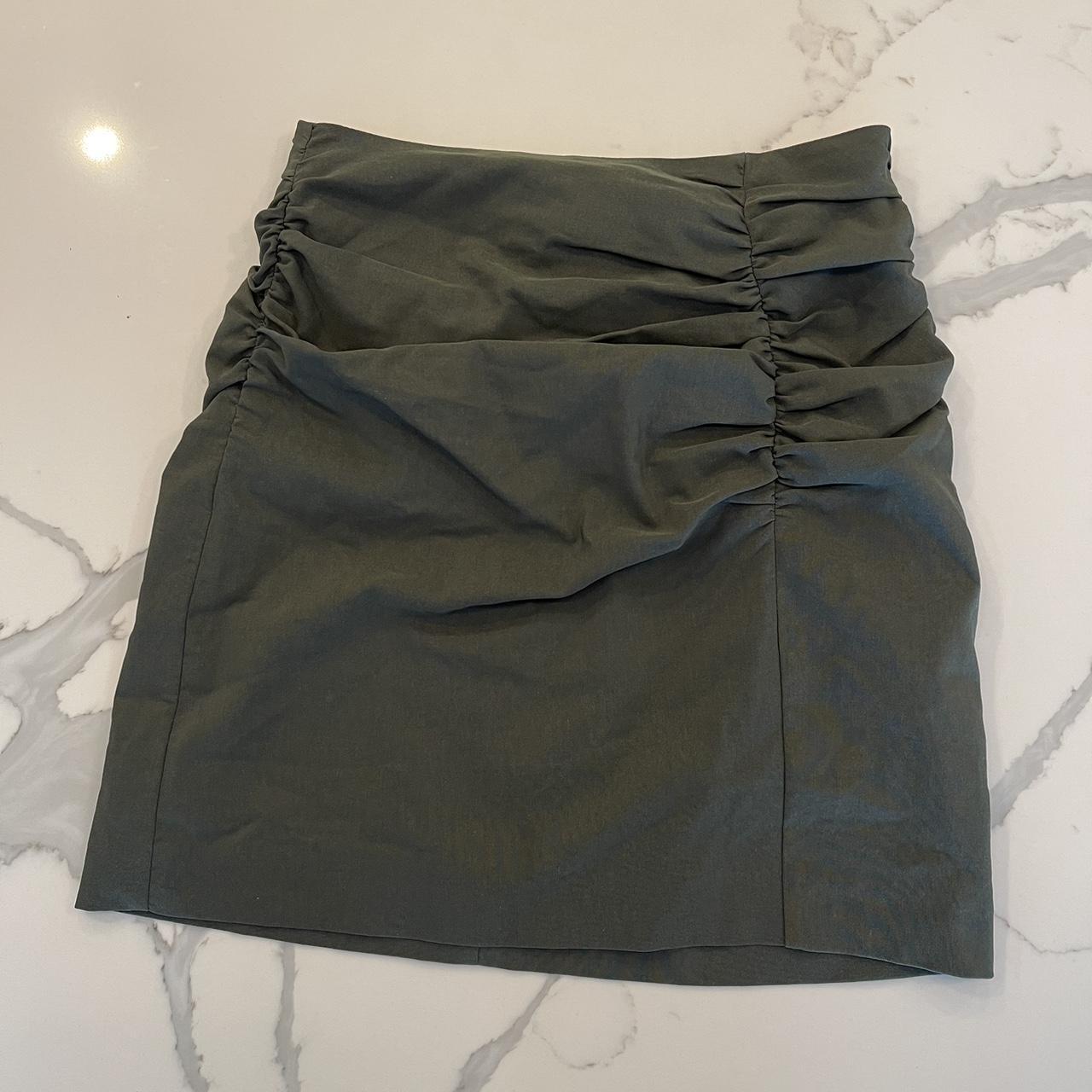 Zara khaki mini skirt in a stretchy fabric in a size... - Depop