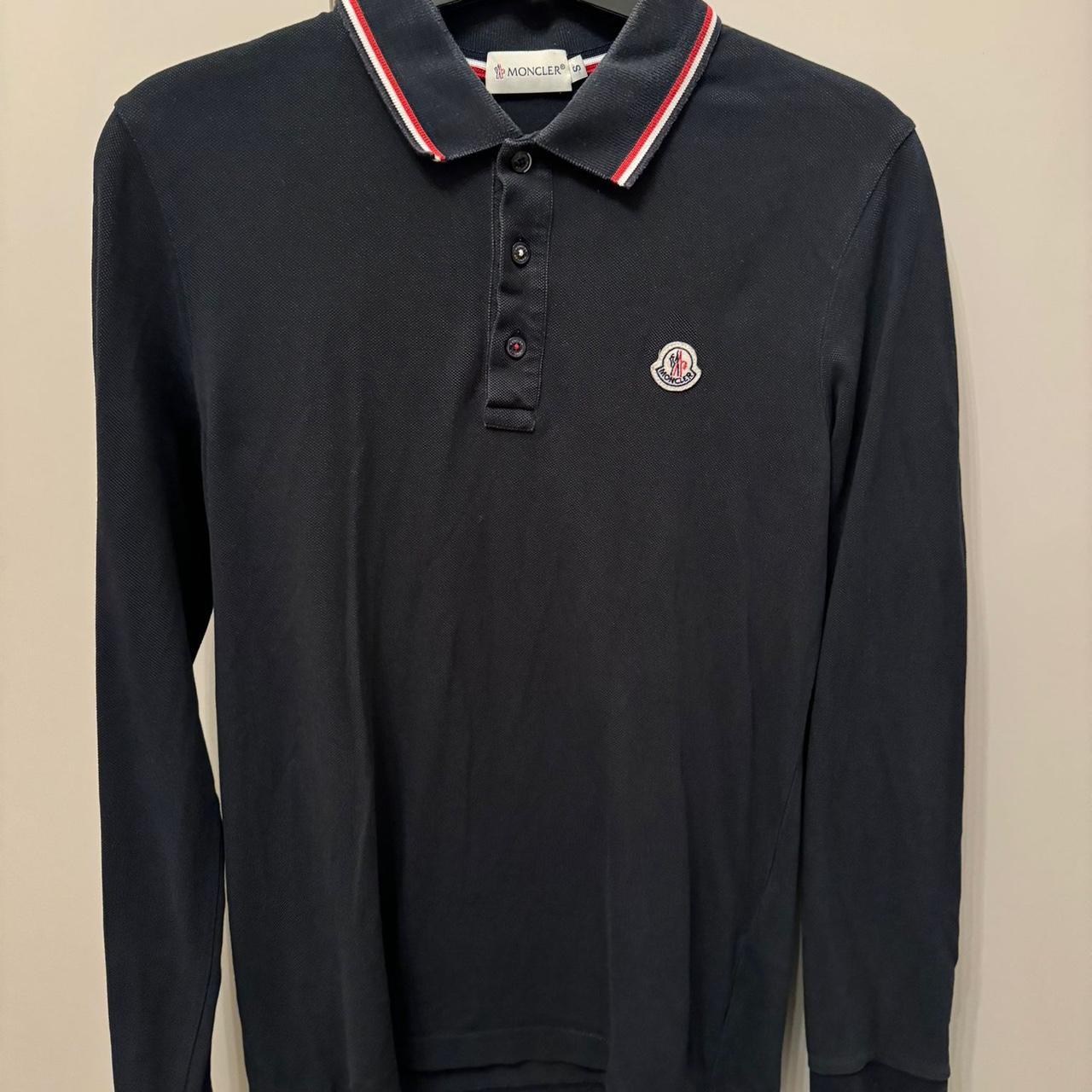 MONCLER LONG SLEEVE POLO SHIRT NAVY STRIPE POLO. Depop