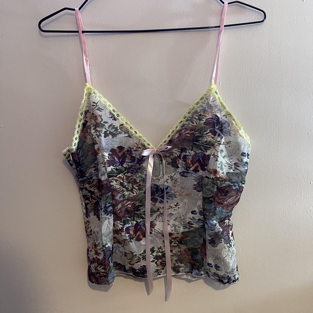 Floral cami top. Adjustable straps. Floral print.... Depop