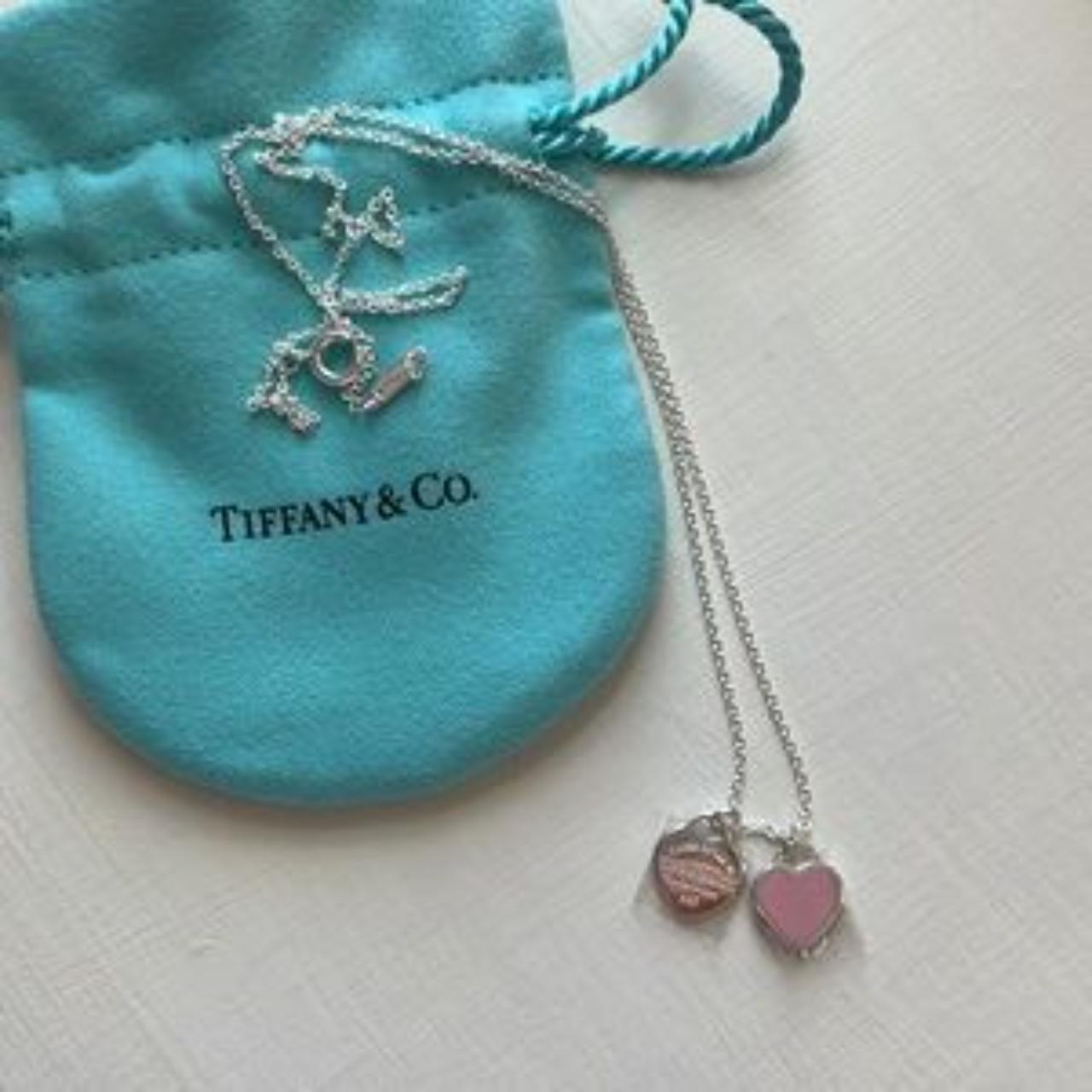 and co pink double heart tag necklace NWT and Depop