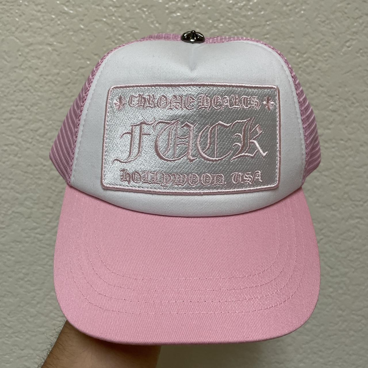 Chrome Hearts Men's Pink and White Hat | Depop