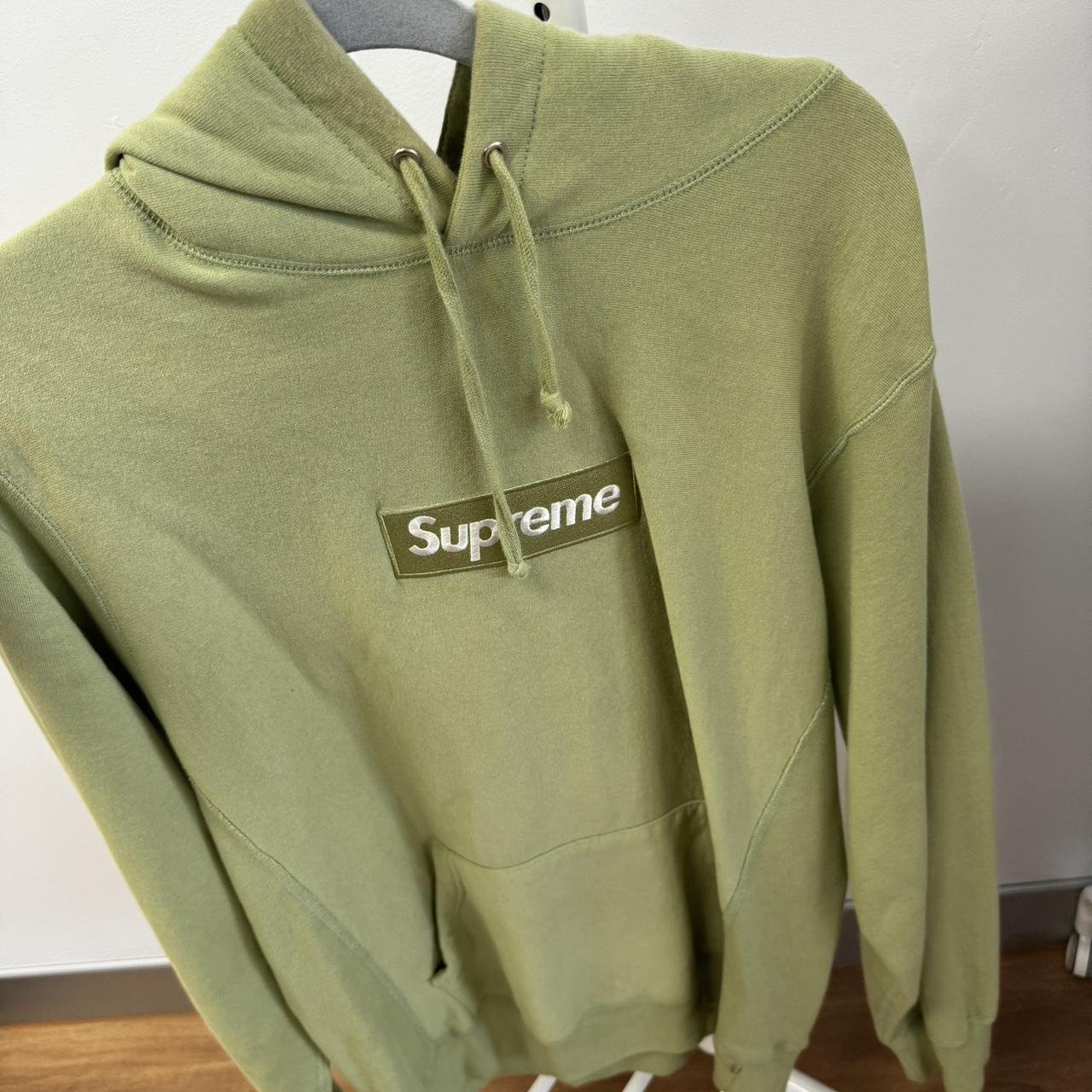 Supreme box logo hoodie light green - Depop